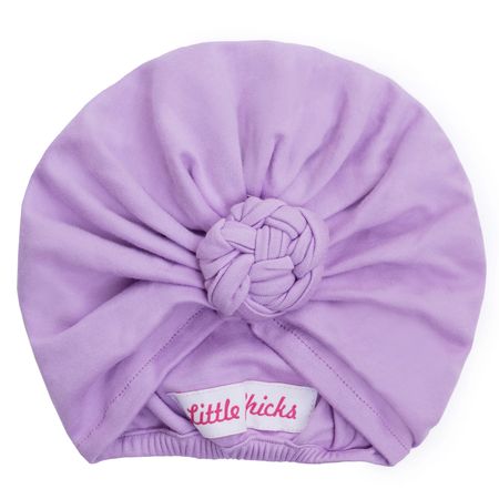 Turbante Gorro Little Chicks para Bebés y Niñas de Algodón Diseño Moño Lila