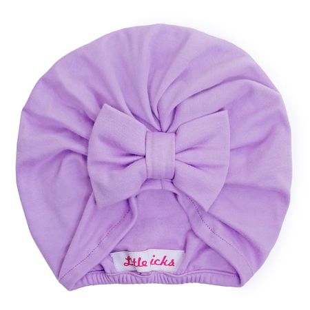 Turbante Gorro Little Chicks para Bebés y Niñas de Algodón Diseño Lazo Lila