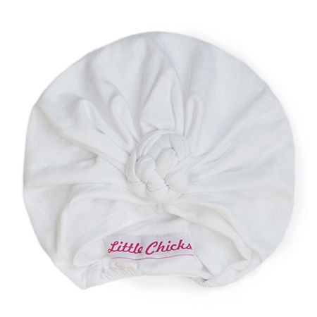 Turbante Gorro Little Chicks para Bebés y Niñas de Algodón Diseño Moño Blanco