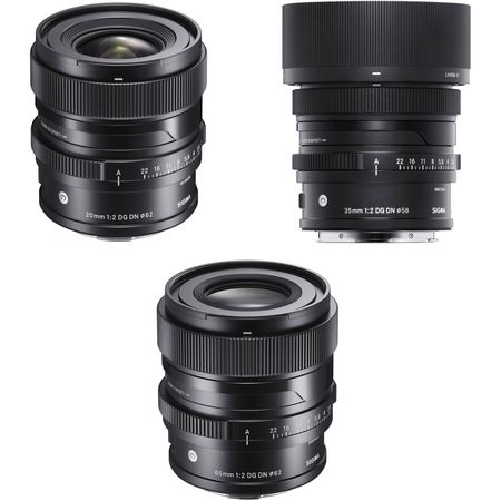 Kit de lentes contemporáneos Sigma 20 mm, 35 mm y 65 mm f/2 DG DN para Leica L Sigma 20 mm, 35 mm y 65 mm f/2 dg DN Kit de lentes contemporáneos para Leica L