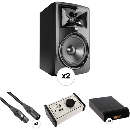 JBL 308P MkII - Kit de monitor de estudio con controlador de monitor pasivo, almohadillas para al... JBL 308P MKII - Kit de monitor de estudio con controlador de monitor pasivo, altavoces y cables