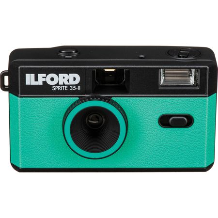 Cámara de película Ilford Sprite 35-II (negro y verde azulado) Cámara de película Ilford Sprite 35-II (Black & Teal)