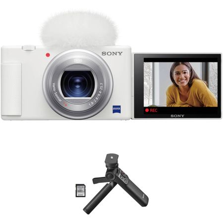 Cámara digital Sony ZV-1 con kit de accesorios Vlogger (blanco) Cámara digital de Sony ZV-1 con Vlogger Accessory Kit (blanco)