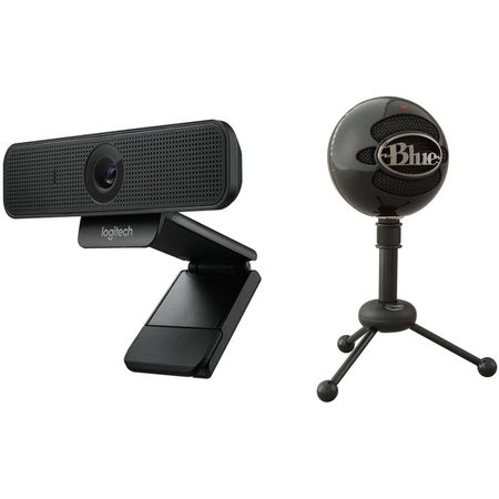 Cámara web Logitech C925e con micrófono de condensador USB y paquete de accesorios (negro brillante) Logitech C925E Webcam con micrófono de condensador USB y paquete de accesorios (Black Black)