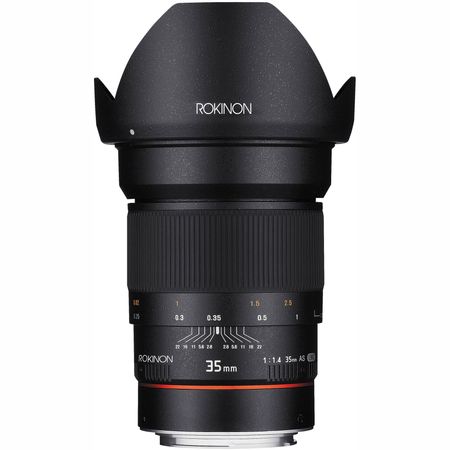 Lente Rokinon 35mm f/1.4 AS UMC para Canon EF (Chip AE) Rokinon 35 mm f/1.4 como lente UMC para Canon EF (chip AE)