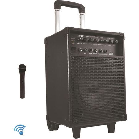 Pyle Pro 400W Sistema de megafonía Bluetooth recargable con micrófono inalámbrico Pyle Pro 400W Bluetooth PA recargable con micrófono inalámbrico