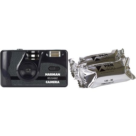 Cámara de película de 35 mm reutilizable con tecnología HARMAN con 2 rollos de película Harman Technology Camera de película de 35 mm reutilizable con 2 rollos de película