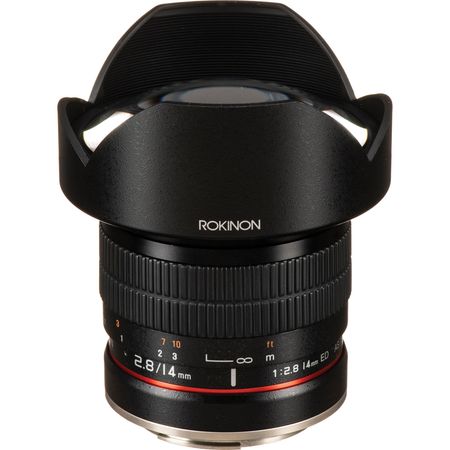 Lente Rokinon 14mm f/2.8 IF ED UMC para Canon EF con Chip AE Rokinon 14 mm f/2.8 si la lente ED UMC para Canon EF con chip AE