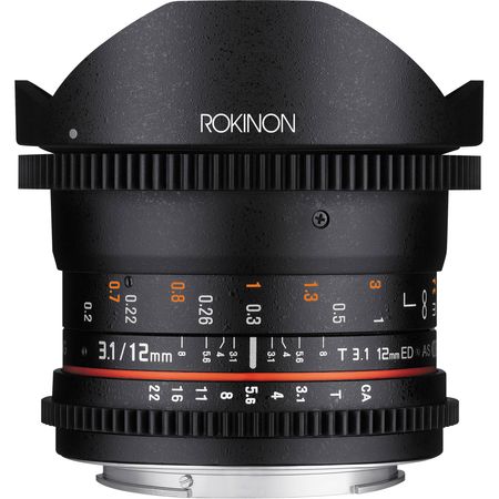 Rokinon 12mm T3.1 ED AS IF NCS UMC Cine DS Lente ojo de pez para montura Canon EF Rokinon 12 mm t3.1 ed como si lente de pez fesheye NCS UMC Cine DS para Canon EF Mount
