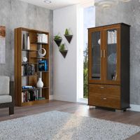 Biblioteca + Vitrina Classic Color - Caramelo / Wengue