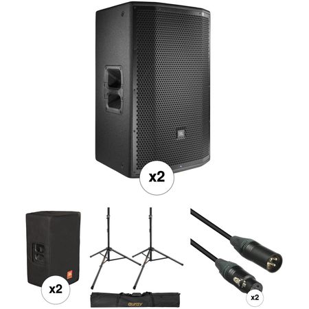 Par de altavoces JBL PRX815W de 15" con soportes, cubiertas y juego de cables JBL PRX815W DE 15 