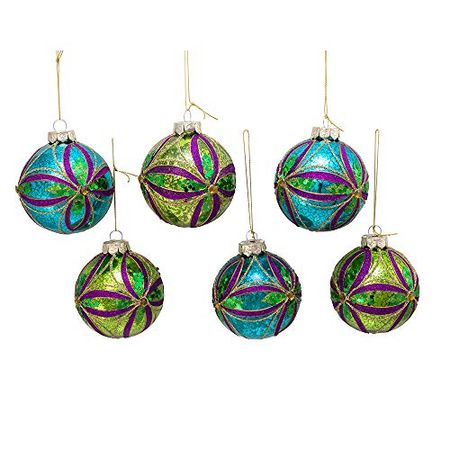 Adornos navideños colgantes Kurt S. Adler GG0891 en Azul verde dorado morado de Cristal Metal