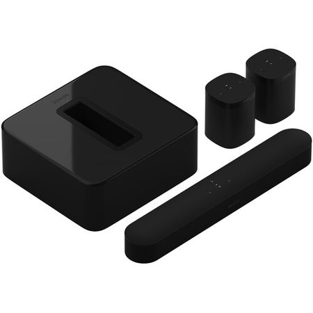 Sonos Beam Soundbar Gen 2, un par SL y un kit de subwoofer de subcontratación (negro)