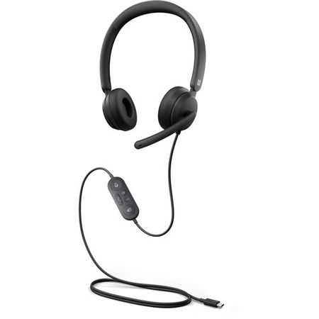 Auriculares supraaurales con cable USB tipo C modernos de Microsoft (negocios, negro)