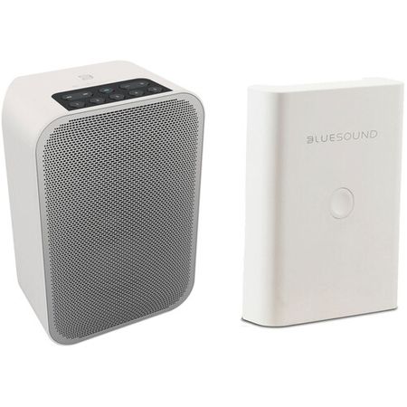 Paquete de batería y parlante inalámbrico Bluesound PULSE FLEX 2i (blanco mate/blanco)