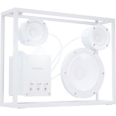 Altavoz Bluetooth transparente (blanco con cableado blanco)