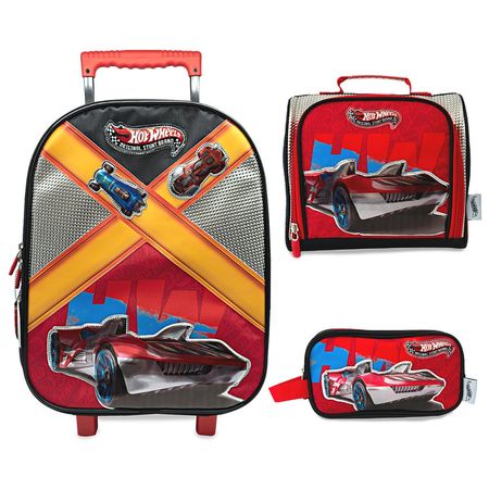 Pack Escolar Oficio Hot Wheels Maleta con ruedas + Lonchera + Cartuchera