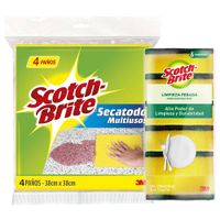 Pack Seca Todo 4un + Esponja 2 en 1 6un SCOTCH BRITE