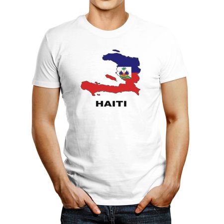 Polo De Hombre Idakoos Haiti Country Map Color Blanco XXXL