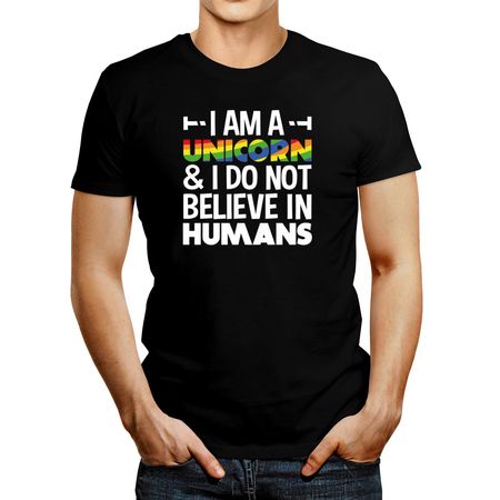 Polo de Hombre Idakoos I Am A Unicorn And I Do Not Believe In Humans Negro S