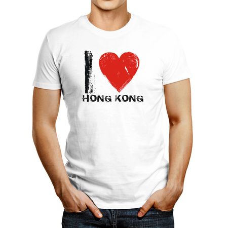 Polo de Hombre Idakoos I Love Hong Kong Vintage Blanco XL