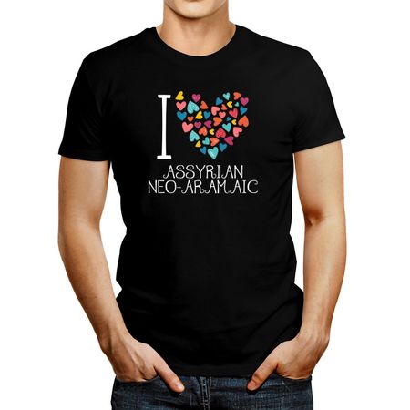 Polo de Hombre Idakoos I Love Assyrian Neoaramaic Colorful Hearts Negro L