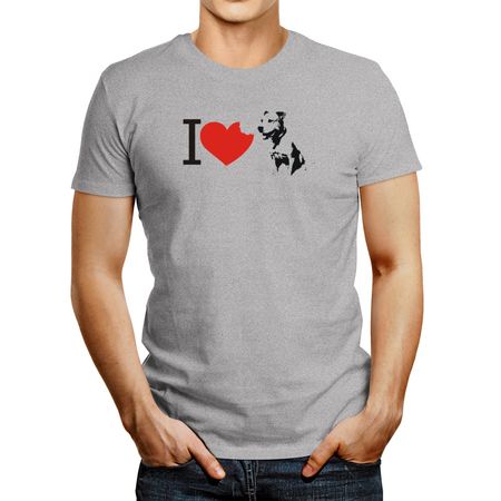 Polo de Hombre Idakoos I Love American Pit Bull Terriers Gris Oscuro M