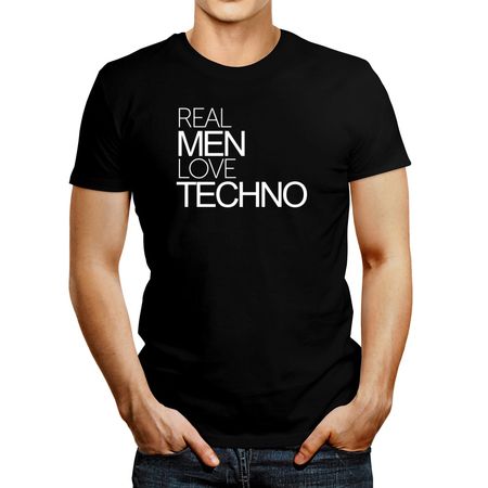 Polo de Hombre Idakoos Real Men Love Techno Negro XL