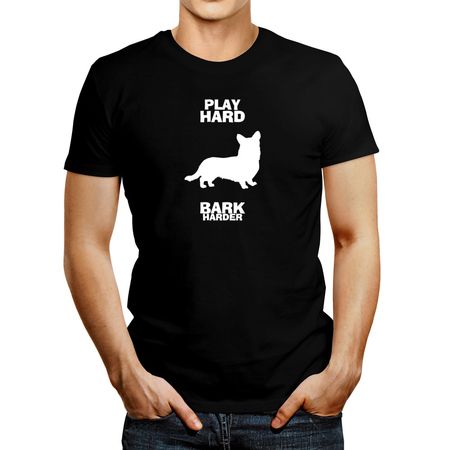 Polo de Hombre Idakoos Play Hard Cardigan Welsh Corgi Bark Harder Negro XXXL