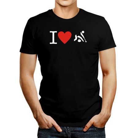 Polo de Hombre Idakoos I Love Curling Sign Negro S