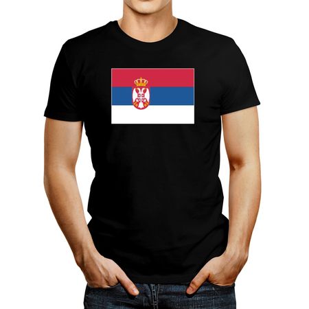 Polo de Hombre Idakoos Serbia Flag Negro XL