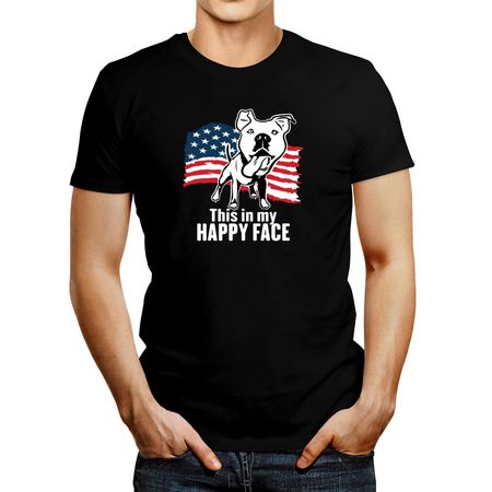 Polo de Hombre Idakoos This Is My Happy Face American Pitbull Terrier Negro Xxxl