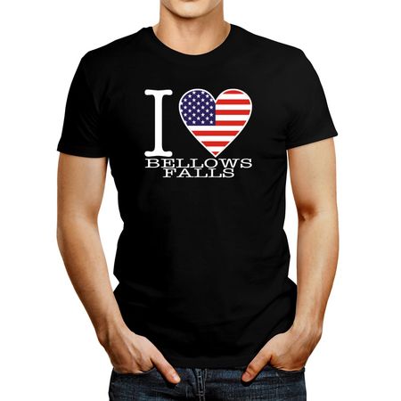 Polo de Hombre Idakoos I Love Bellows Falls Flag Heart Negro XXL