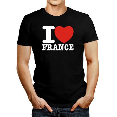 Polo de Hombre Idakoos I Love France Bold Font Negro XS