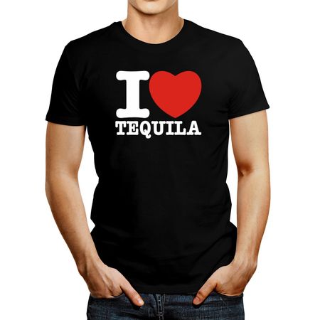 Polo de Hombre Idakoos I Love Tequila Bold Font Negro M