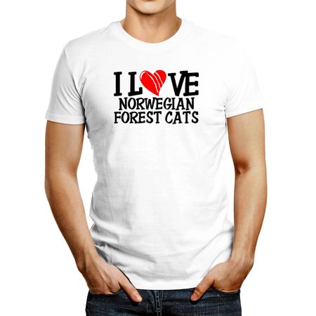 Polo de Hombre Idakoos I Love Norwegian Forest Cats Scratched Heart Blanco S