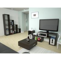 Mesa de TV Extensible 40"" + Biblioteca Escalera + Mesa de Centro - Wengue