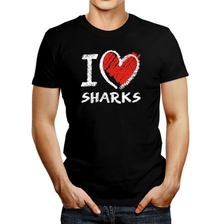 Polo de Hombre Idakoos I Love Sharks Chalk Style Negro XL