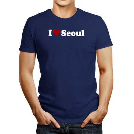 Polo de Hombre Idakoos I Love Seoul Azul Acero Claro M