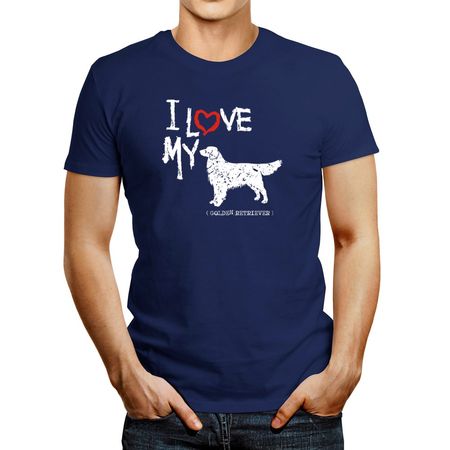 Polo de Hombre Idakoos I Love My Golden Retriever 2 Azul Acero Claro XL