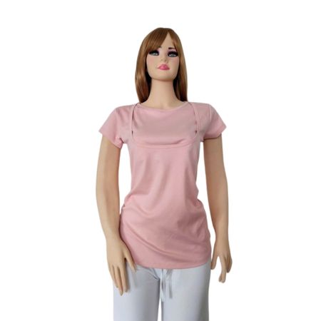 Polo Lactancia Bethestar Manga Corta doble Cuello Rosado L