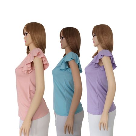 Pack x 3 Polo Lactancia Bethestar Manga Corta con Cierre Rosado Celeste Lila L