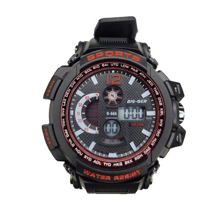 Reloj Hombre Deportivo BIG-GER con aro de color rojo