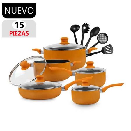 Set de Ollas Antiadherentes finezza FZ-1655T Naranja