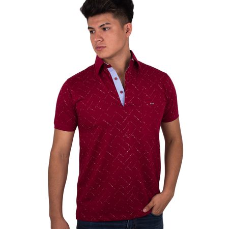 Polo KyLu Adam con Cuello Camisero Gaspeado Talla L Vino