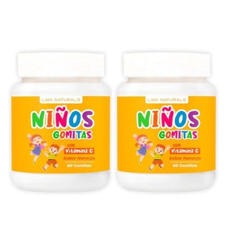 Gomitas para Niños con Vitamina C Sabor Naranja Lima Naturals 60 unidades Pack x 2