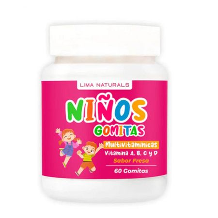 Gomitas para Niños Multivitamínicas Sabor Fresa Lima Naturals 60 unidades