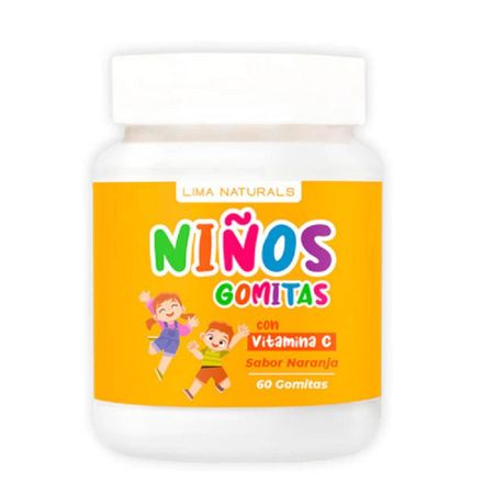 Gomitas para Niños con Vitamina C Sabor Naranja Lima Naturals 60 unidades
