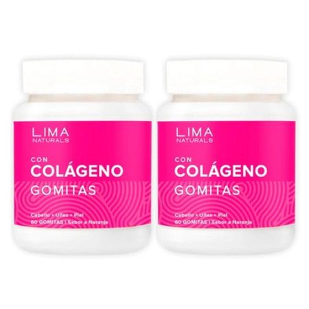 Gomitas con Colágeno Sabor Naranja Lima Naturals 60 unidades Pack x 2