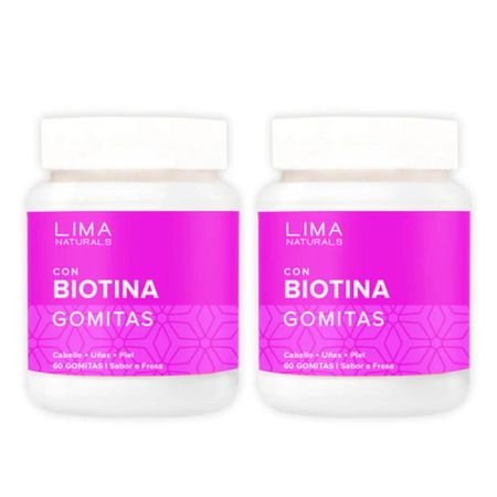 Gomitas con Biotina Sabor Fresa Lima Naturals 60 unidades Pack x 2